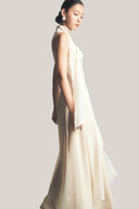 Yen Layered High Neck Floss Silk Ankle Length Dress for women, from TINH, The Viet Concept 