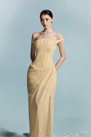 Yela Corseted Pleated Mesh Gown for women, from BYDI, The Viet Concept 