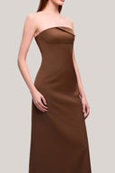 Brown Giai A-line Sleeveless Twist Cotton Maxi Dress for women, from TINH, The Viet Concept 
