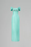 Mint Taffeta V-Neck Crystal-Draped Mermaid Evening Gown for women, from IHF ATELIER, The Viet Concept 