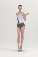 Siréla Tailored Cotton Khaki Shorts for women, from HUELLEY ROSE, The Viet Concept 