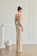 Zelia Off-Shoulder Sequin Chantilly Lace Evening Gown for women, from CALISTA, The Viet Concept