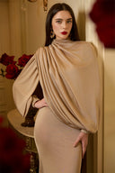 Celestia Asymmetric Sleeve Shimmer Jersey Mermaid Gown for women, from IHF ATELIER, The Viet Concept 