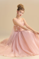 LINH PHUNG • Lullaby 3D Floral Appliqué Pleated Chiffon A-Line Midi Dress