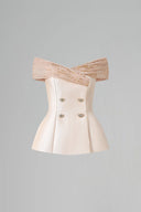 CALISTA • Dorell Off-Shoulder Double-Breasted Taffeta Peplum Top