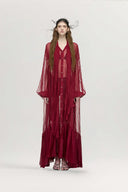 DAS LA VIE • Crimson Coral Sheer Chiffon Maxi Coat - The Viet Concept