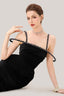 Black Mystic Sheath Square Neck Velvet Ankle Length Dress for women, from Calista, The Viet Concept 