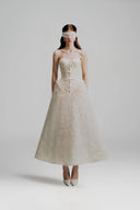 WHITE PLAN • Lora Strapless Lace Corset Midi Dress