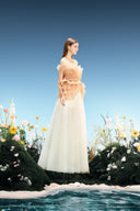 Sable Ombre Pleated Silk Bustier Evening Gown for women, from LINH PHUNG, The Viet Concept