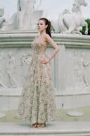 LINH PHUNG • Florélis Botanical Print Silk Chiffon Corset Maxi Dress