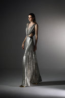 Flicker Metallic Lamé Cut-Out Gown for women, from SORAMAME, The Viet Concept
