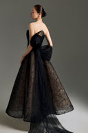 Noir Éclipse Bow Midi Corset Gown for women, from LINH DOAN, The Viet Concept