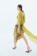 LA VIERGE • Oliva Draped Silk Maxi Gown With Rebozo