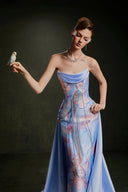 VONTIER DE MONTIER • Songbird Hand-Embroidered Taffeta Column Gown With Detachable Overskirt