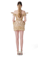 MR CRAZY & LADY SEXY • Sculpted Radiance Off-Shoulder Embroidered Couture Gown