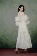 LINH PHUNG • Minuet Ivory Pearl Silk Chiffon Midi Dress