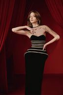 Karma Sculpted Beaded Crepe Gown With Tulle Cape for women, from JOSEPHINE, The Viet Concept