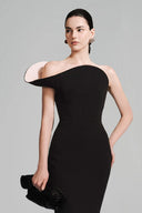 Black Blooming Cocktail Midi Dress for women, from Lecia, The Viet Concept 