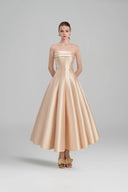 LINH PHUNG • Helia Crystal Embellished Strapless Taffeta Midi Dress