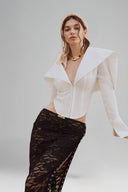 Blanche Marinaia V-neck Long Selevees Top for women, from La Vierge, the Viet Concept 