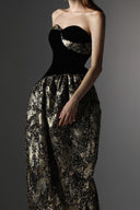  Shatterlight Embellished Velvet Sequin Sculpted Midi Dress for women, from SORAMAME, The Viet Concept