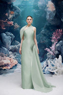 21SIX • Leilani Crystal Halter Royal Taffeta Gown