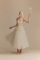 WHITE PLAN • Anderson Strapless Taffeta & Mesh Evening Gown