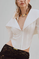 Blanche Marinaia V-neck Long Selevees Top for women, from La Vierge, the Viet Concept 