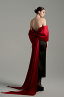 Strapless Fold Over Midi Dress with Oversized Bow Back Train for women, from IHF STUDIO, The Viet Concept 