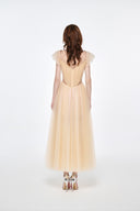 LUCILLA • Mina Floral Embellished Corset Tulle Midi Dress