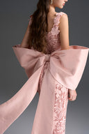 IHF STUDIO • Floral Garden Lace Column Dress with Statement Back Bow