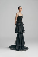 Black Layered Emma Long Dress For Women, from DUONG ATELIER, The Viet Concept