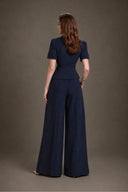 KEIRA TONG • Élan Striped Cotton Wide-leg Pants