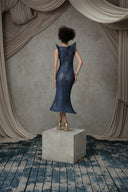 Cera Verdigris Sculpted Mesh Dress for women, from MOC NHU, The Viet Concept
