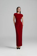 Umber Sheath Gathering Maxi Dress for woman, from ARTI, The Viet Concept