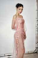 DO LONG • Veil Of Dawn Pink Embellished Midi Dress