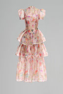 Melarose Beige Chiffon Floral Evening Dress for women, from JOSEPHINE, The Viet Concept