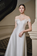 LARMES • Elizabeth Ivory Sculpted Evening Gown