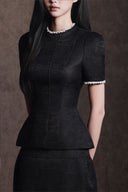 SANT SOUCI • Aube Luxury Brocade High-Waisted Midi Pencil Skirt