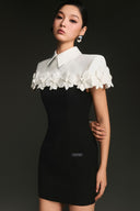 Floral Sculpted Shoulder Cape with Shirt Collar from Keira Tong, The Viet Concept