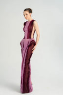 21SIX • Arabelle Silk Sculptural Pleated Ruffle Evening Gown