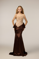 21SIX • Ilyana Royal Silk & Tulle 3D Floral Embellished Gown