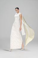 Trouvaille Backless Sequin Lace Evening Gown with Scarf for women, from SORAMAME, The Viet Concept