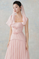 LARMES • Shali Blush Draped Evening Gown