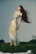 Daphne Fern Velvet Fringe Sculpted Couture Dress for women, from LA VIERGE, The Viet Concept 