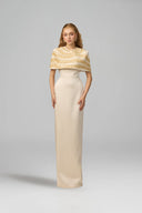 21SIX • Naomi Crepe & Silk Taffeta Embellished Cape Gown