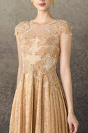 ROSEE de MATIN • Floral Pleated Midi Lace Dress
