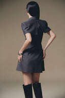 Striped Cape-Shoulder Mini Shirt Dress for women, from KEIRA TONG, The Viet Concept 