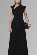 Black Diagonal Collar Top for women, from Keira Tong, The Viet Concept 