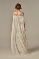 Douceur Ivory Voile Lace-Up Evening Gown for women, from POEM, The Viet Concept